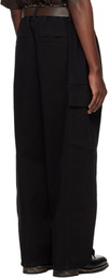 System Black Cotton Binded Cargo Pants