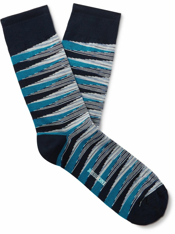 Photo: Missoni - Striped Cotton-Blend Socks - Blue