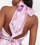 Pucci Iride cropped halterneck silk top