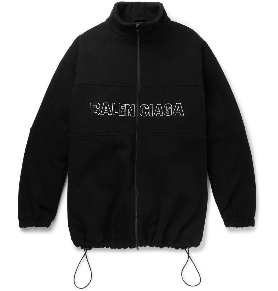 usikre Monica hovedpine Balenciaga - Oversized Logo-Embroidered Virgin Wool Jacket - Men - Black  Balenciaga
