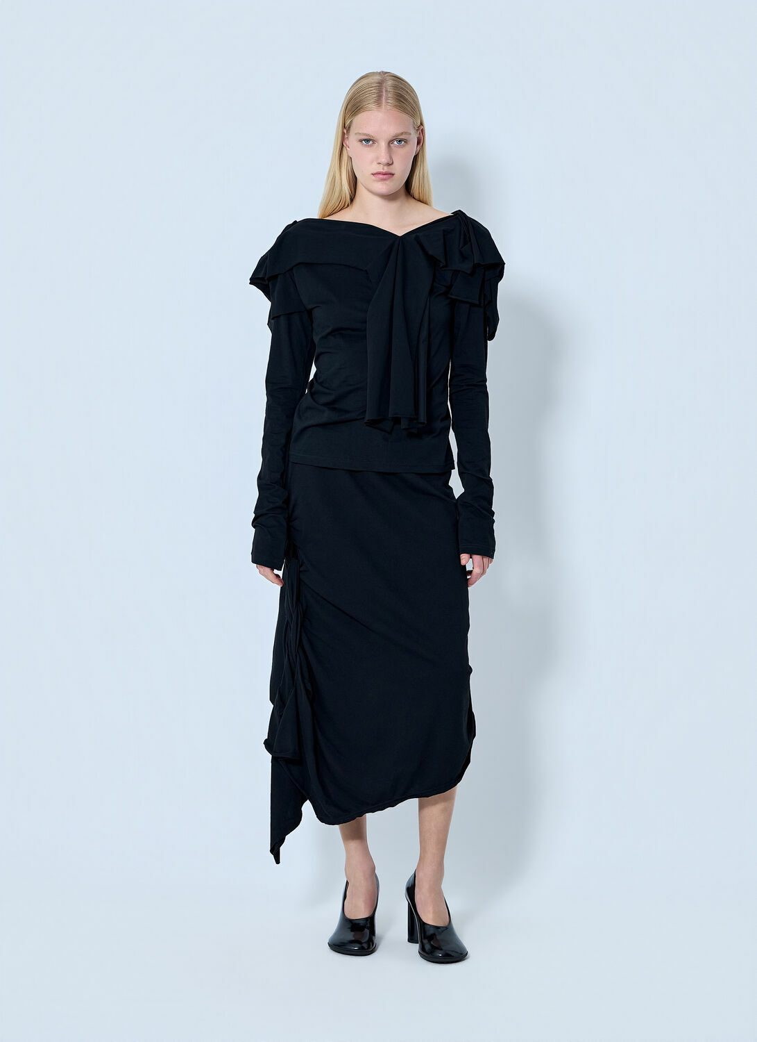Yohji Yamamoto High Twisted French Terry Braided Skirt