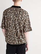 Wacko Maria - Leopard-Jacquard Cotton-Blend Polo Shirt - Neutrals