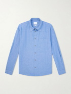 A.P.C. - Harris Logo-Embroidered Cotton and Linen-Blend Shirt - Blue