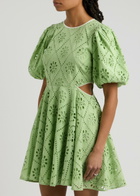 Kitri Coco Broderie Anglaise Cotton Mini Dress Light Green