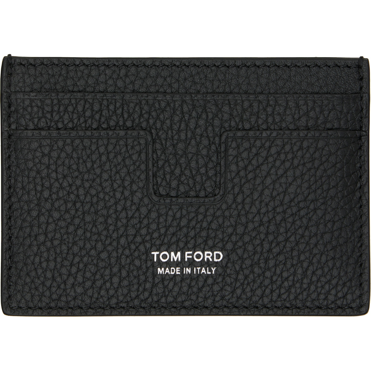 TOM FORD Black Soft Grain 'T Line' Money Clip Card Holder