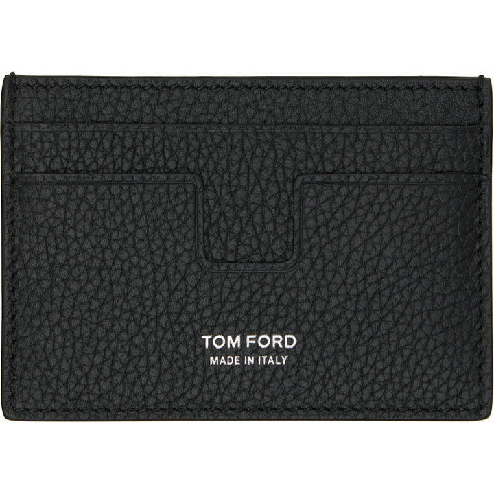 Photo: TOM FORD Black Soft Grain 'T Line' Money Clip Card Holder