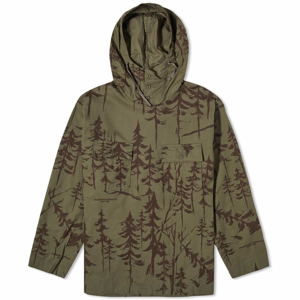 Engineered Garments Men's Cagoule Shirt in Olive Forest Print ...