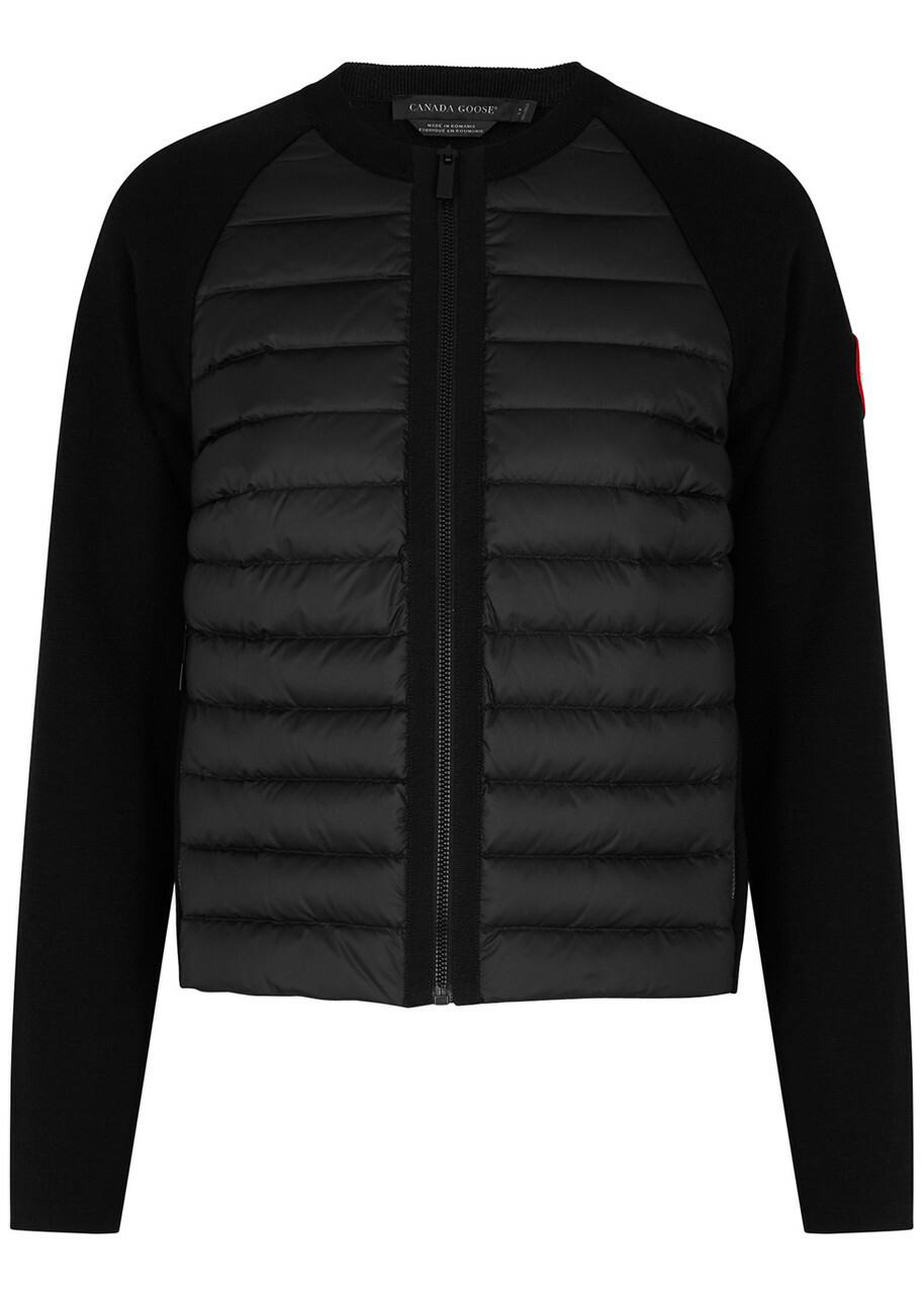 Canada Goose Women's Small Black Hybridge Wool and Shell Jacket Features Knitted Merino Wool