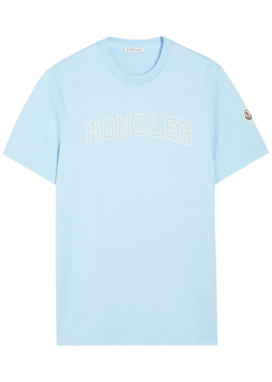 Moncler Logo-print Cotton T-shirt Light Blue