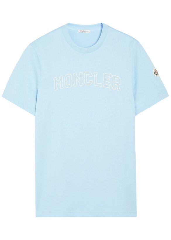 Photo: Moncler Logo-print Cotton T-shirt Light Blue