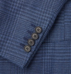 Caruso - Unstructured Prince of Wales Checked Linen-Blend Blazer - Blue