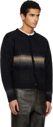 TONYWACK Black Alpaca Jacquard Knitted Cardigan
