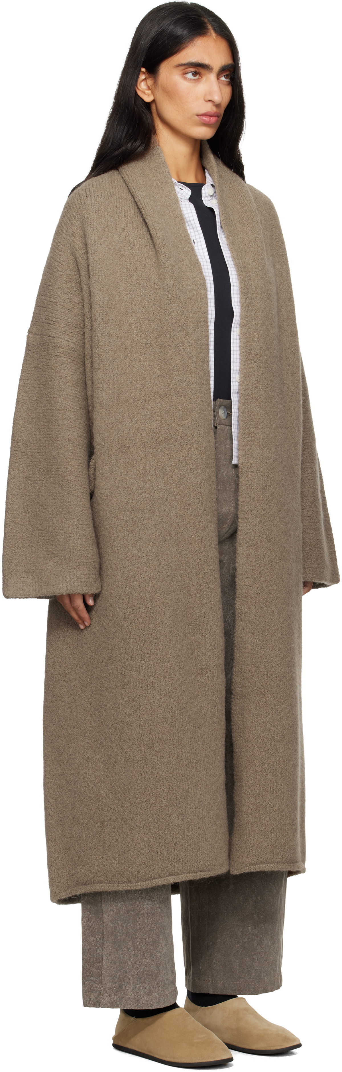 Lauren Manoogian Beige Long Shawl Cardigan