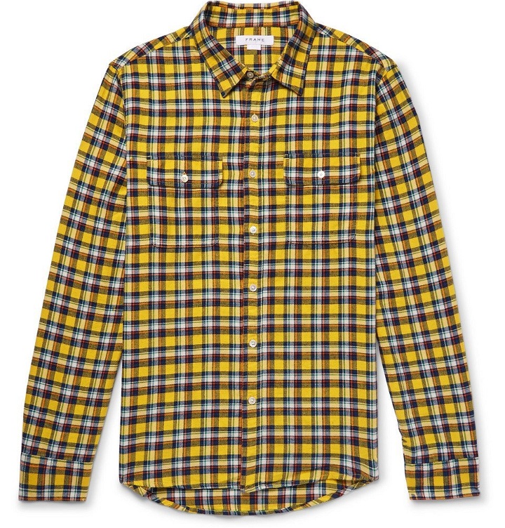 Photo: FRAME - Wowona Checked Cotton-Flannel Shirt - Yellow