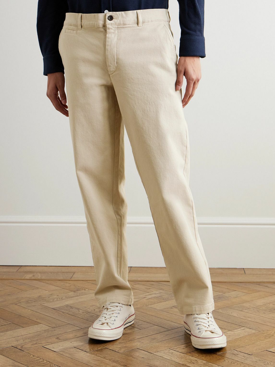 Portuguese Flannel - Labura Straight-Leg Cotton-Blend Twill Trousers - Neutrals