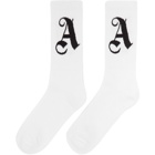 Palm Angels White Monogram Socks