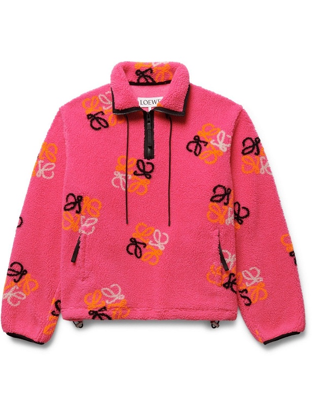 Photo: Loewe - Logo-Jacquard Fleece Half-Zip Sweatshirt - Pink