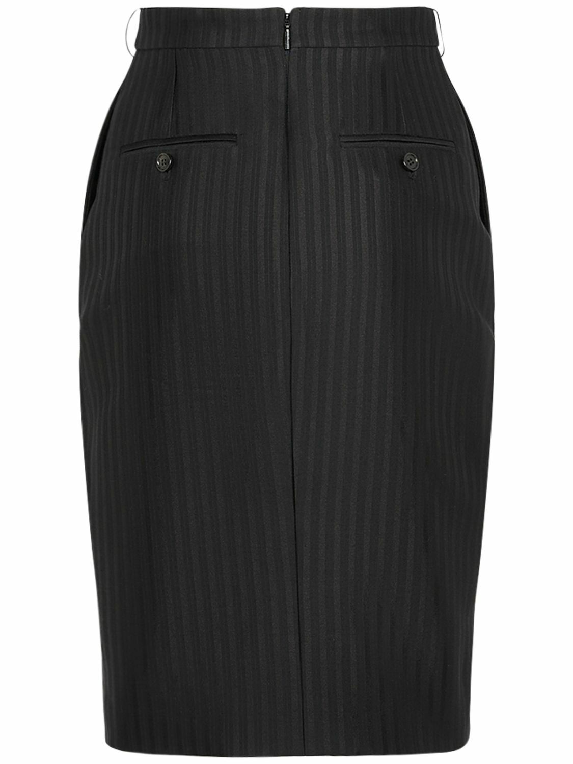 SAINT LAURENT - Wool Blend Midi Skirt W/ Split Front Saint