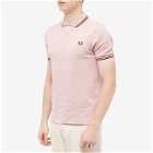 Fred Perry Authentic Men's Slim Fit Twin Tipped Polo Shirt in Chalky Pink/Oxblood
