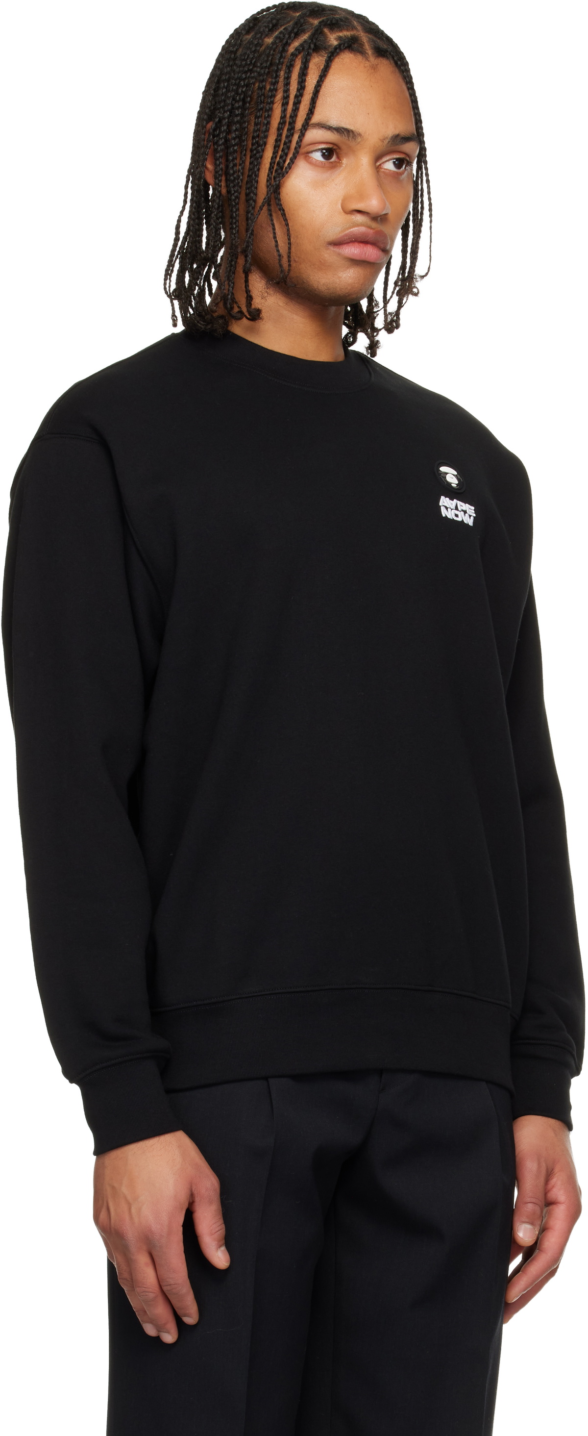 AAPE by A Bathing Ape Black 'AAPENOW' Moonface Crew Neck Sweatshirt