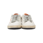 Golden Goose White and Orange Ball Star Sneakers