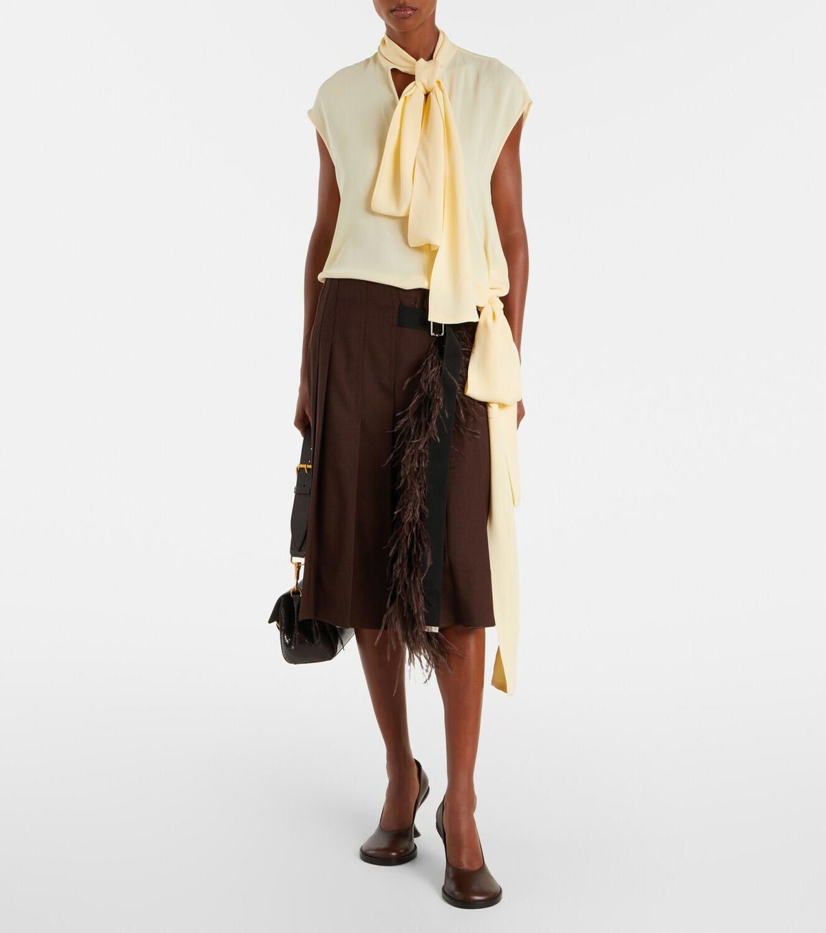 Plan C Asymmetric tie-neck blouse