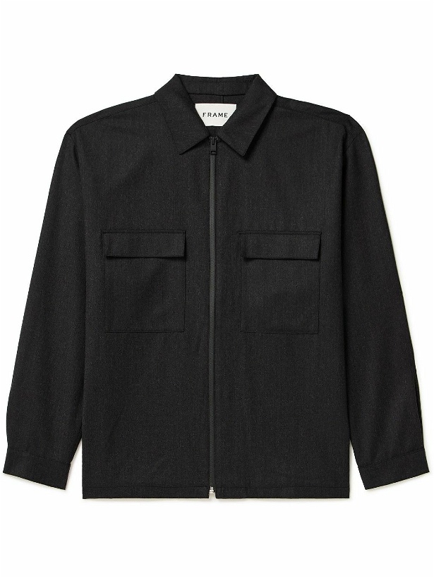 Photo: FRAME - Virgin Wool-Flannel Shirt Jacket - Black