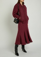 Gabriela Hearst Amy Speckled Wool and Cashmere-blend Midi Skirt Bordeaux