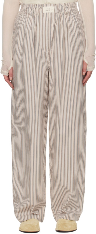 Photo: Silk Laundry Beige Cotton Paper Bag Lounge Pants