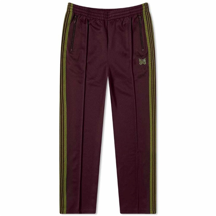 Photo: Needles Men's Poly Smooth Narrow Track Pant in Maroon