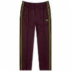 Needles Men's Poly Smooth Narrow Track Pant in Maroon