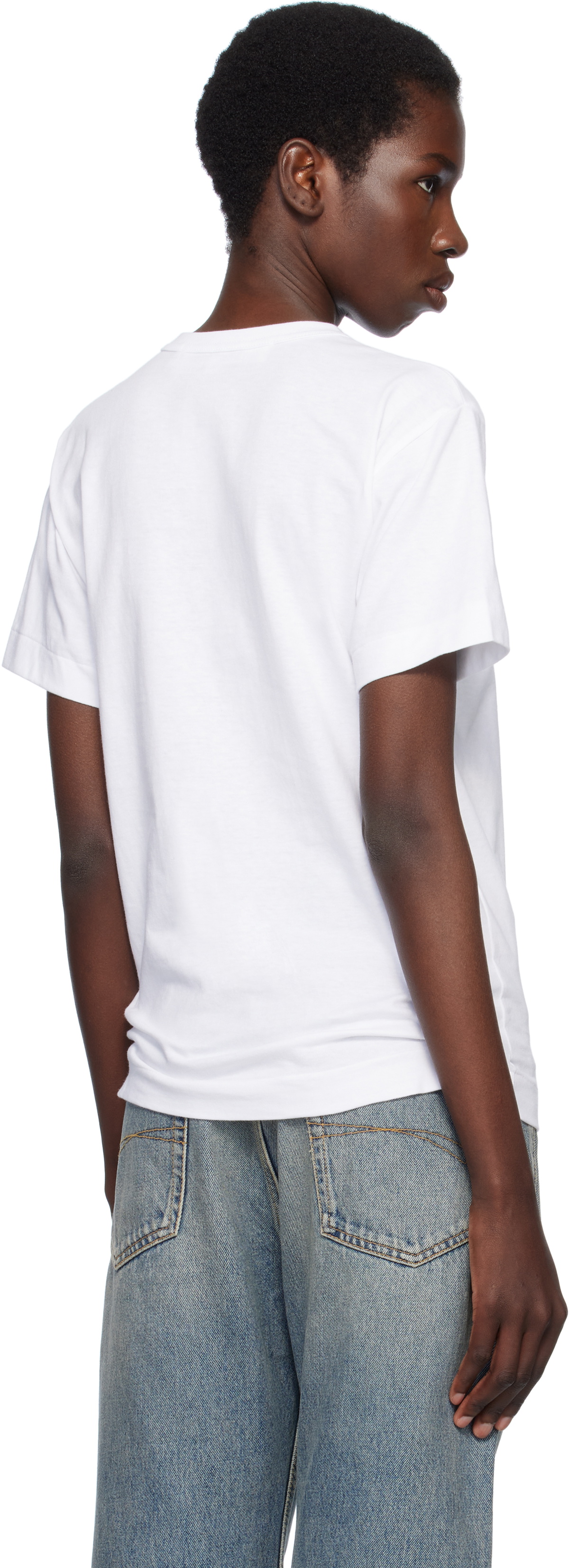 COMME des GARÇONS PLAY White Stud Print Red Heart T-shirt