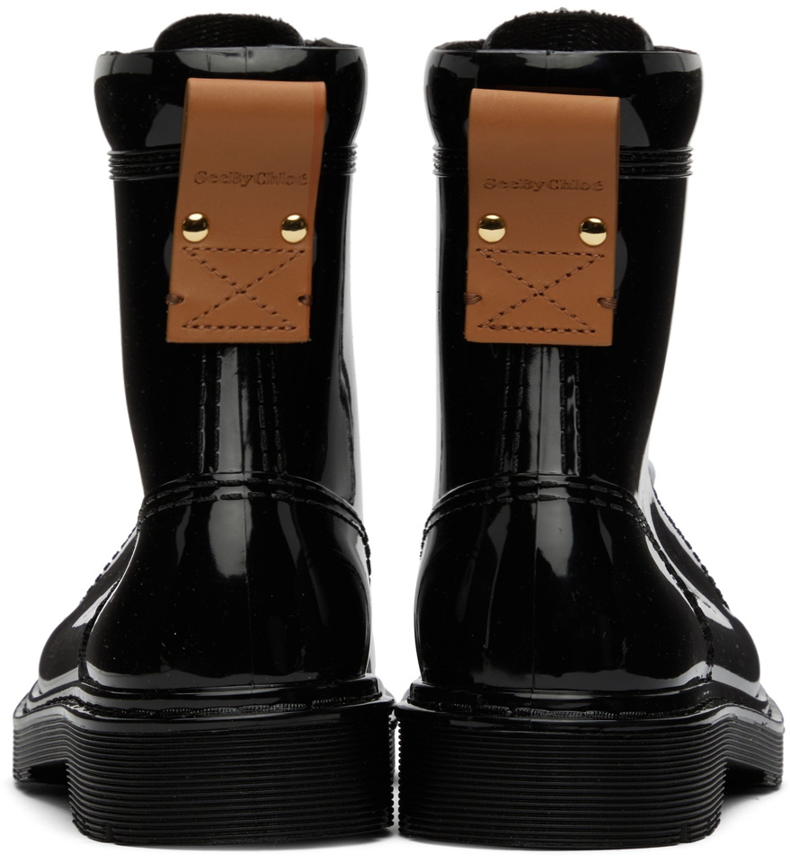 See by Chloé Black Florrie Rain Boots See by Chloe