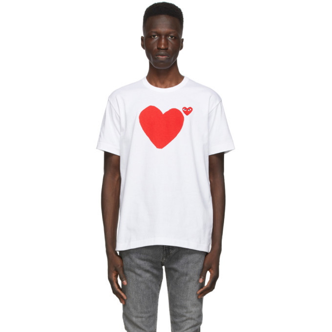 Photo: Comme des Garcons Play White Front and Back Heart T-Shirt