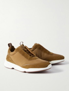 Loro Piana - Modular Walk Leather-Trimmed Canvas and Suede Sneakers - Brown