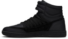 Balmain Black Leather 'Balmain Swan' Mid-Top Lace-Up Sneakers