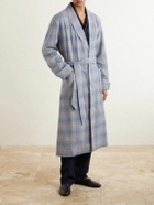 Derek Rose - Kelburn 52 Belted Checked Cotton Robe - Blue
