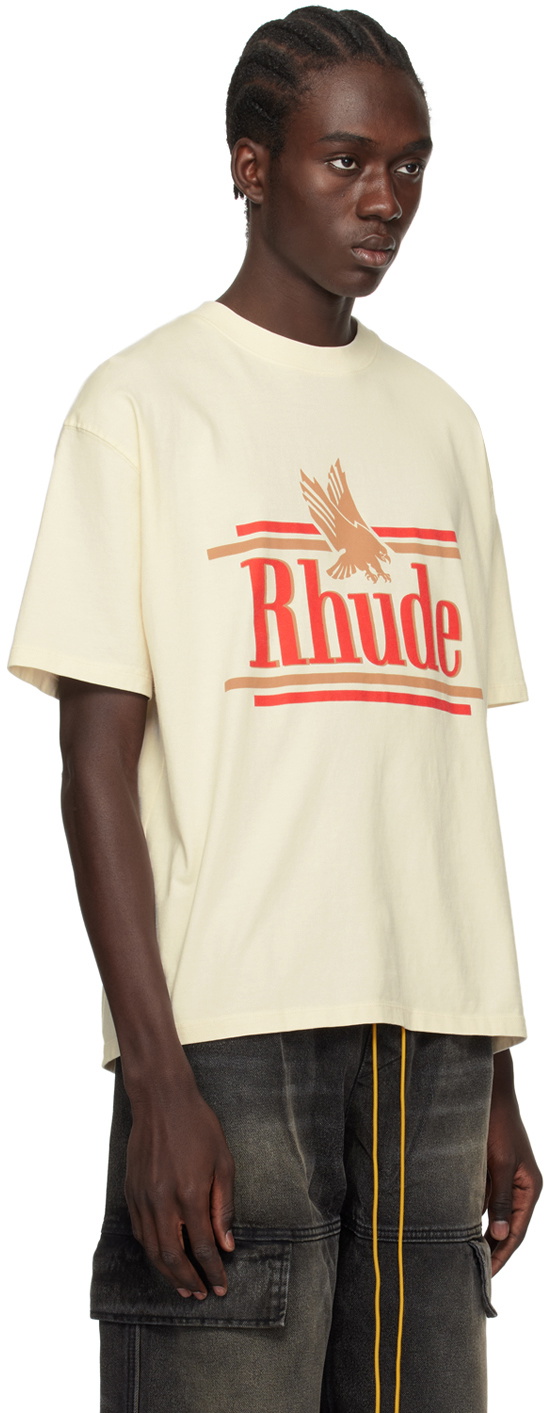 【関税込み】Rhude オフホワイト 'St. Rhude' Seal Tシャツ Rhude: Off-White 'St. Rhude' Seal T-shirt | SSENSE