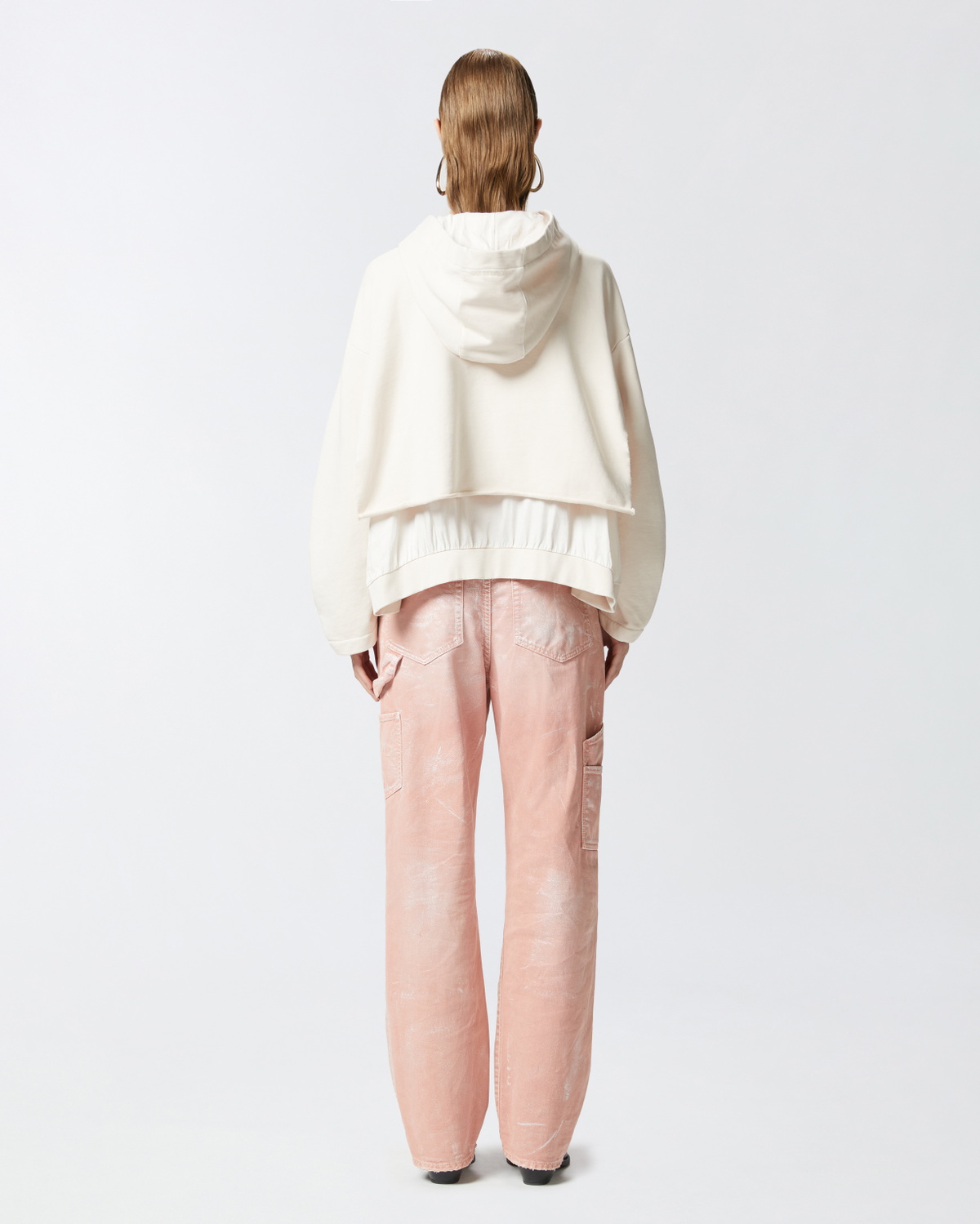 Pinko Oversized Sweatshirt With Twill Details Pink Pearl Grey