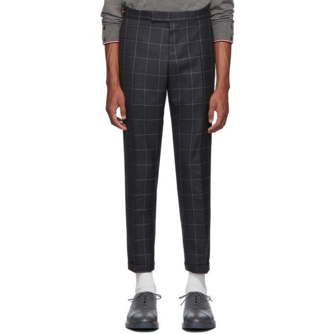 Photo: Thom Browne Grey Windopane Side Tab Trousers