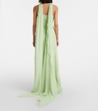 Marmar Halim Pleated scarf-detail silk georgette gown