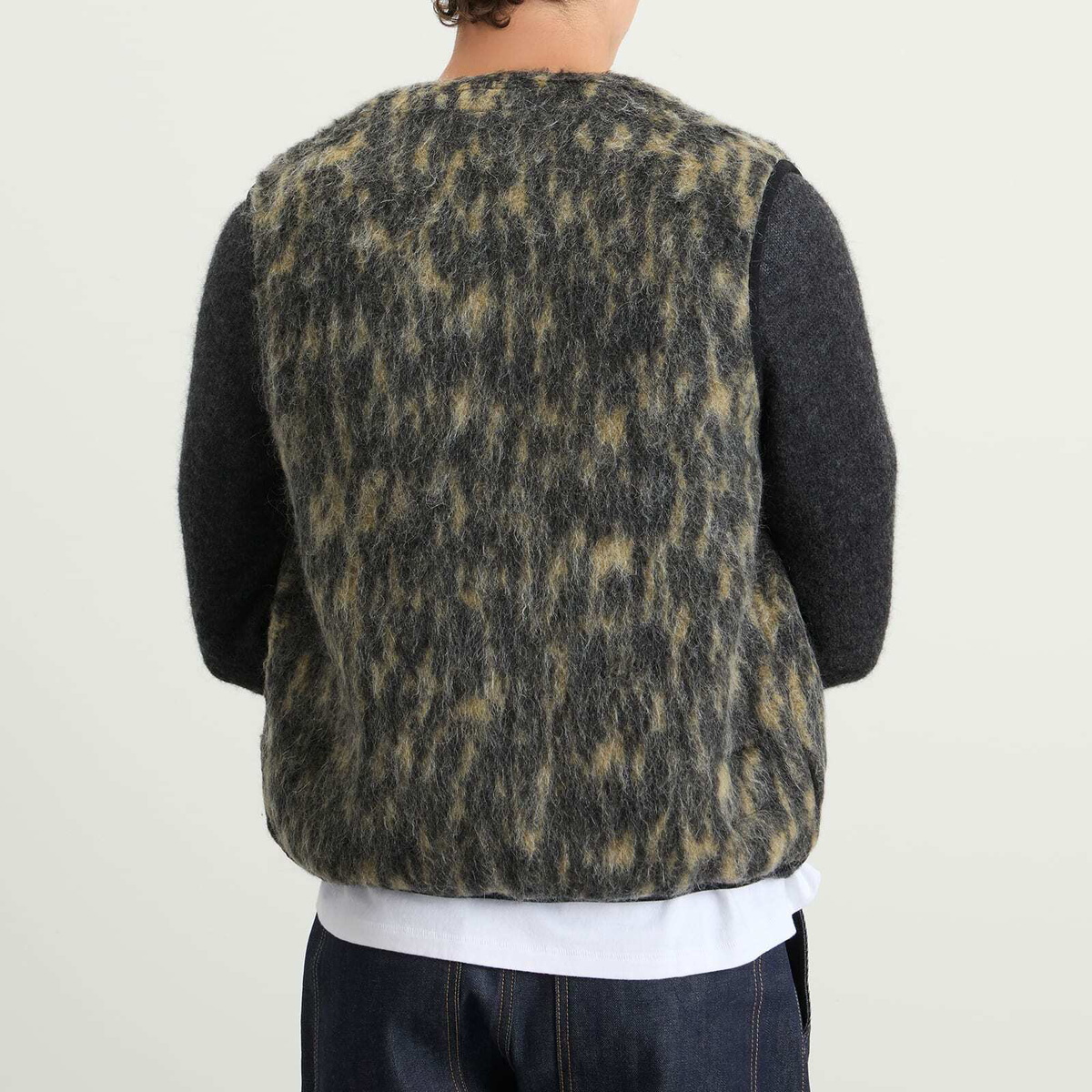 Universal Works Men's Dolce Fleece Zip Gilet in Charcoal