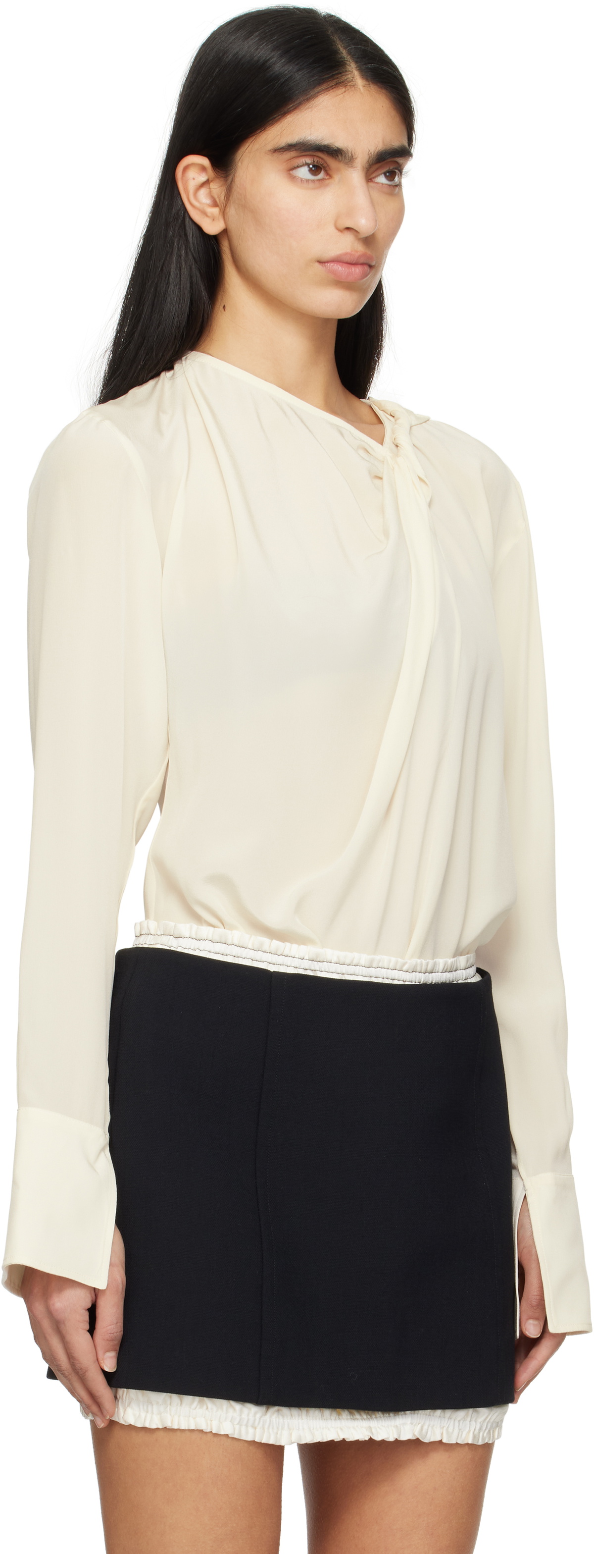 Victoria Beckham Off-White Twist Detail Scarf Blouse