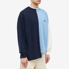 Loewe Men's Asymmetric Colour Block Crew Knit in Light Blue/White