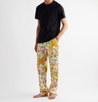 TOM FORD - Velvet-Trimmed Printed Stretch-Silk Satin Pyjama Trousers - Unknown