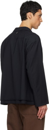 LE17SEPTEMBRE Navy Double-Layered Open Collar Shirt