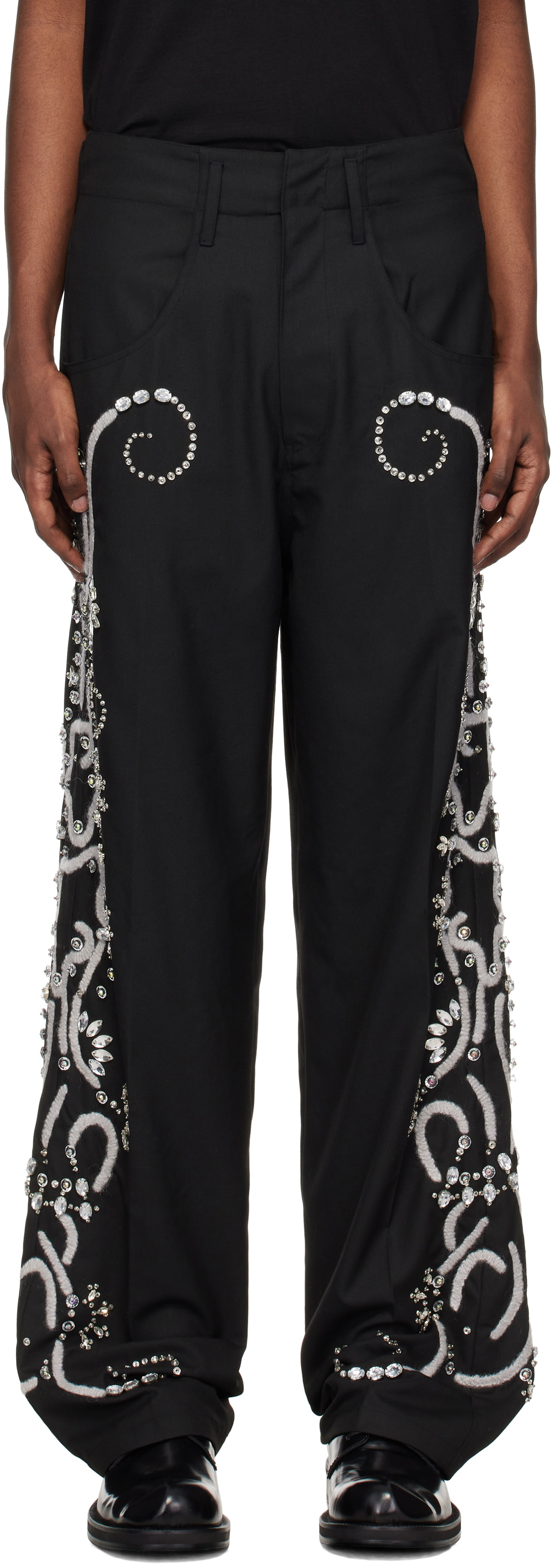 BLUEMARBLE Black Hand Embroidered Trousers