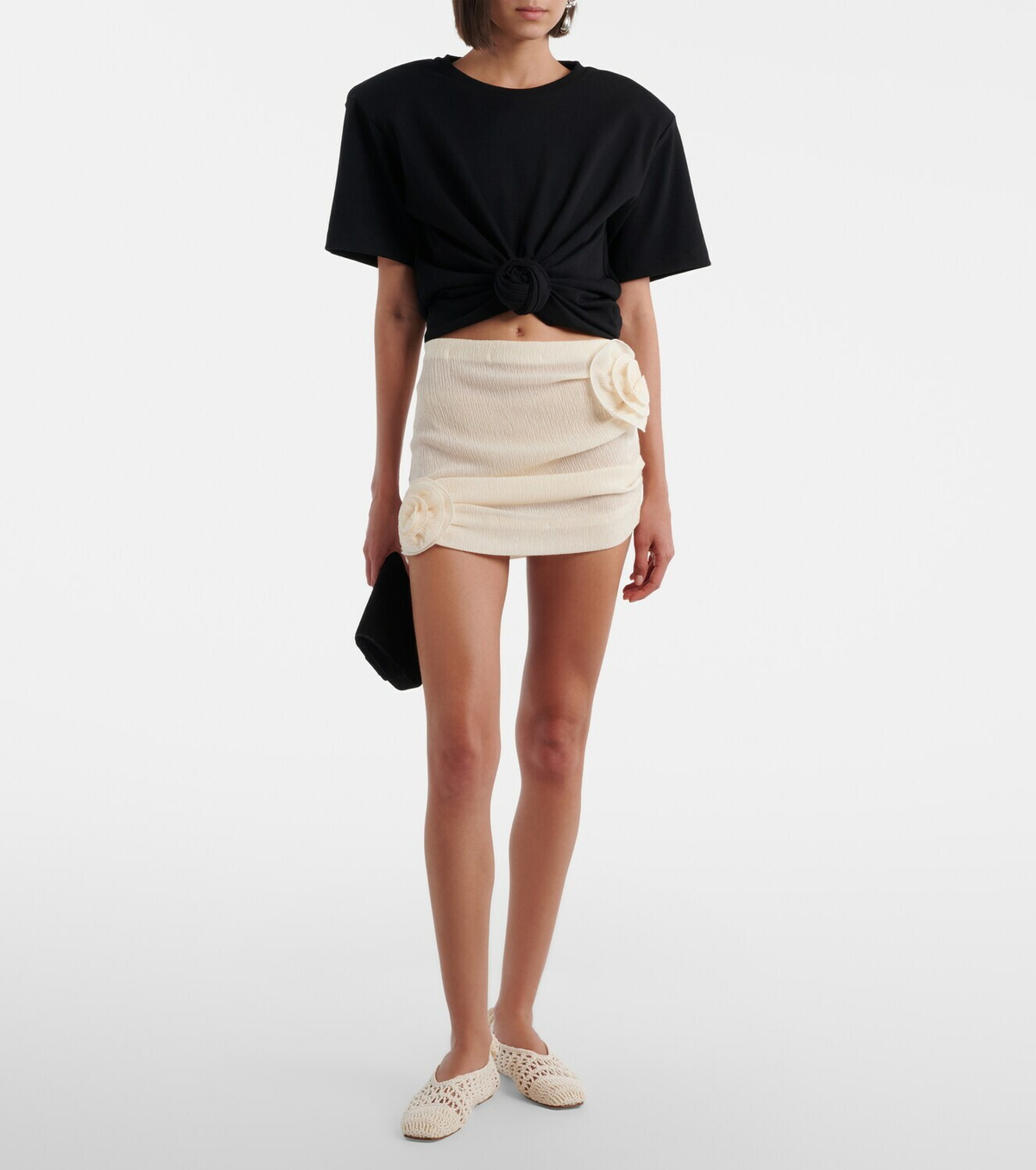 Magda Butrym Floral-appliqué crêpe miniskirt