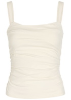 Reformation Trish Ruched Stretch-cotton top Cream