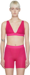 SKIMS Pink Cotton Rib Plunge Bralette